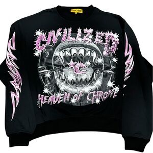 Civilized Heaven of Chrome‎ men’s crewneck sweater sweatshirt faded black medium